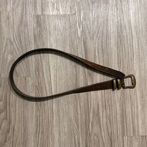 Brown Leather Belt with Brass Buckle